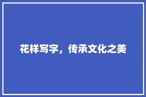 花样写字，传承文化之美