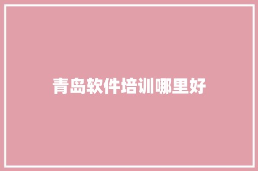 青岛软件培训哪里好