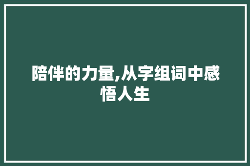 陪伴的力量,从字组词中感悟人生