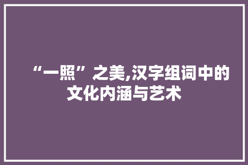 “一照”之美,汉字组词中的文化内涵与艺术