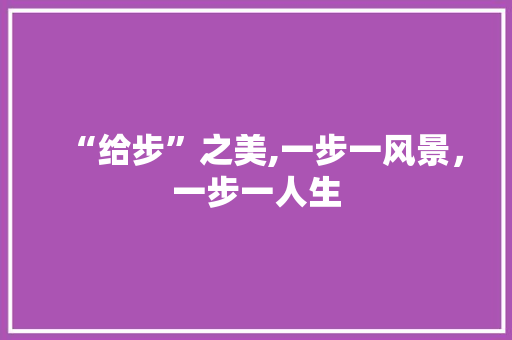 “给步”之美,一步一风景，一步一人生