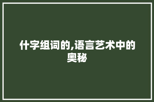 什字组词的,语言艺术中的奥秘