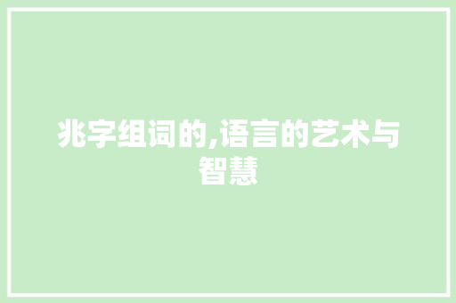 兆字组词的,语言的艺术与智慧