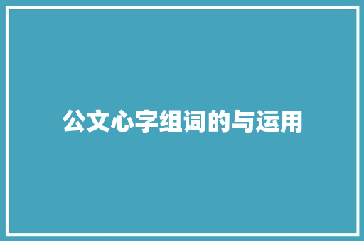 公文心字组词的与运用