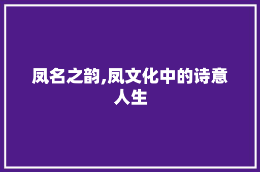 凤名之韵,凤文化中的诗意人生