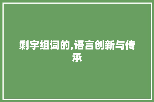剩字组词的,语言创新与传承