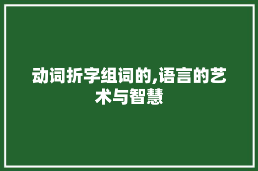 动词折字组词的,语言的艺术与智慧