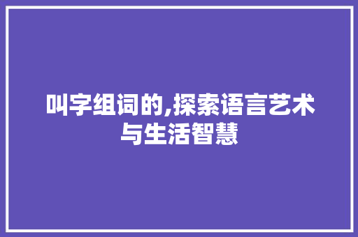 叫字组词的,探索语言艺术与生活智慧