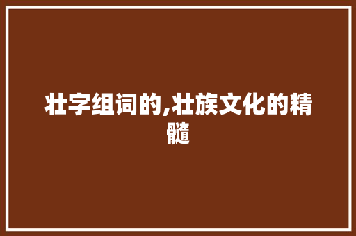 壮字组词的,壮族文化的精髓