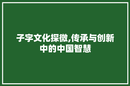 子字文化探微,传承与创新中的中国智慧