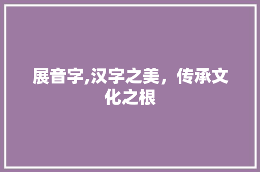 展音字,汉字之美，传承文化之根