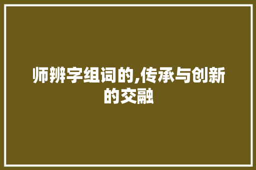 师辨字组词的,传承与创新的交融
