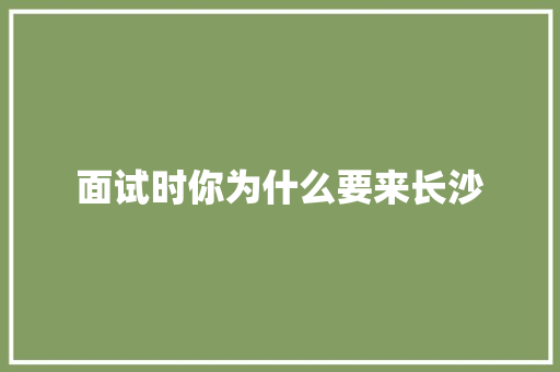 面试时你为什么要来长沙