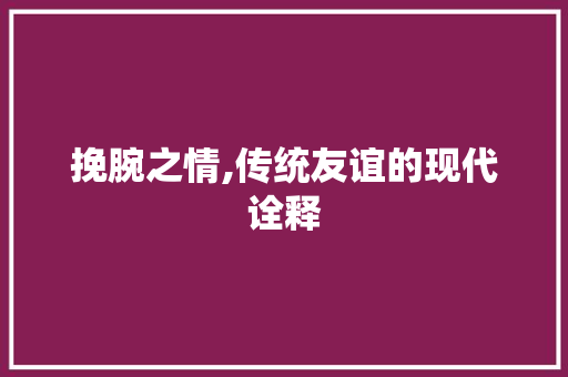 挽腕之情,传统友谊的现代诠释