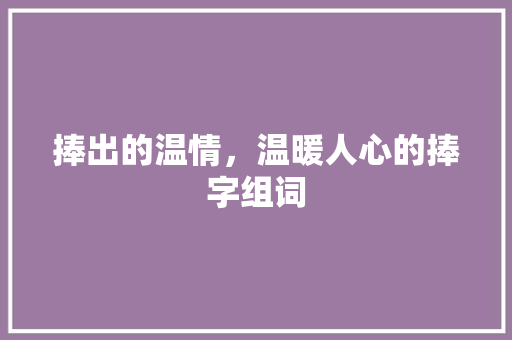 捧出的温情，温暖人心的捧字组词
