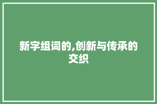 新字组词的,创新与传承的交织