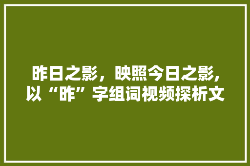 昨日之影，映照今日之影,以“昨”字组词视频探析文化传承与创新