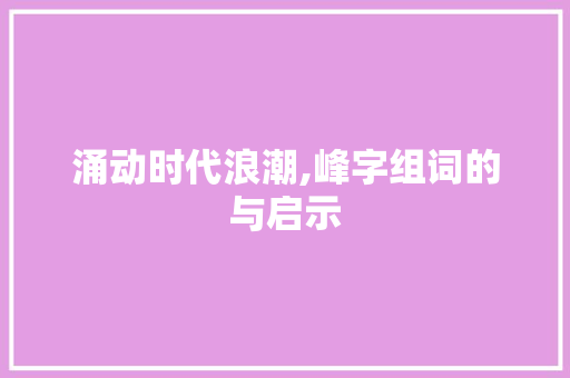 涌动时代浪潮,峰字组词的与启示