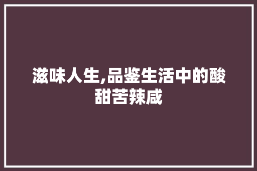 滋味人生,品鉴生活中的酸甜苦辣咸