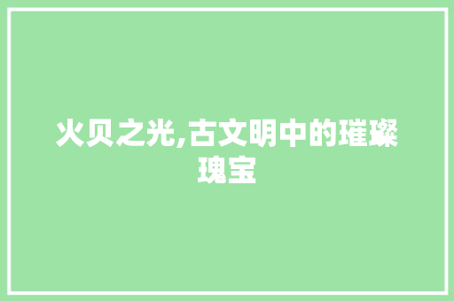 火贝之光,古文明中的璀璨瑰宝