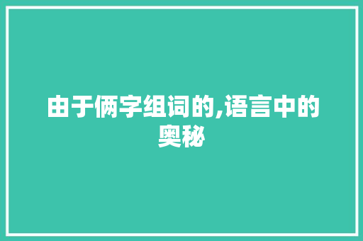 由于俩字组词的,语言中的奥秘