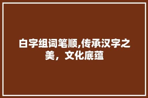白字组词笔顺,传承汉字之美，文化底蕴