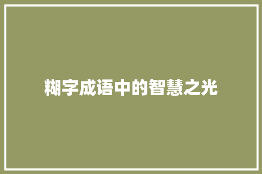 糊字成语中的智慧之光