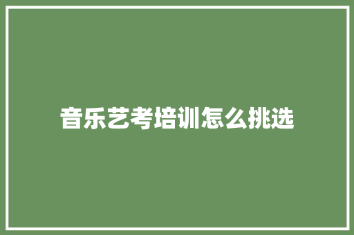 音乐艺考培训怎么挑选