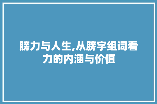 膀力与人生,从膀字组词看力的内涵与价值