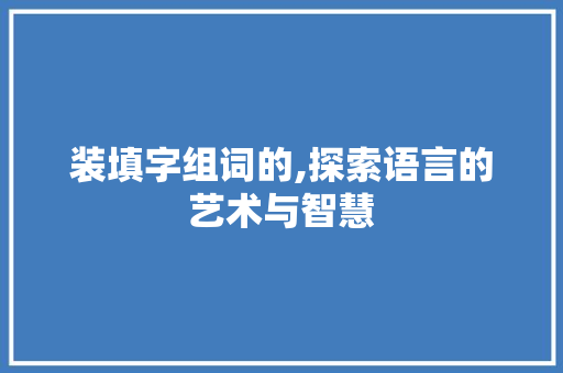 装填字组词的,探索语言的艺术与智慧