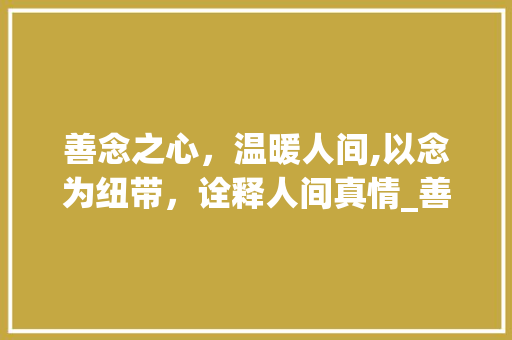 善念之心，温暖人间,以念为纽带，诠释人间真情_善念中间的字念什么意思