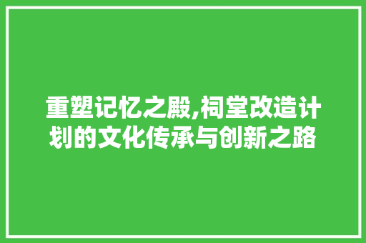 重塑记忆之殿,祠堂改造计划的文化传承与创新之路