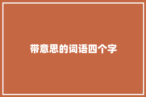 带意思的词语四个字