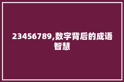 23456789,数字背后的成语智慧