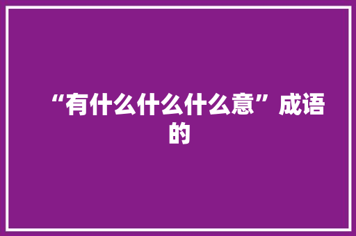 “有什么什么什么意”成语的