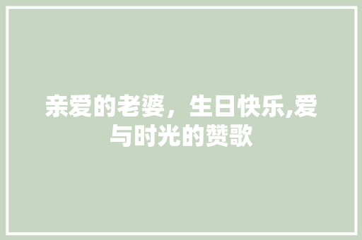 亲爱的老婆，生日快乐,爱与时光的赞歌