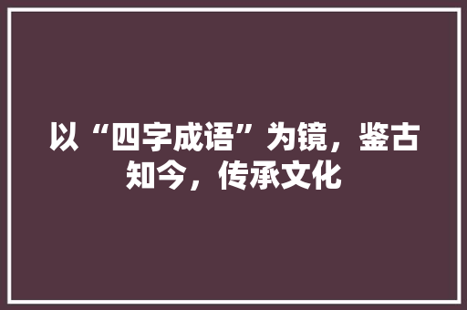 以“四字成语”为镜，鉴古知今，传承文化