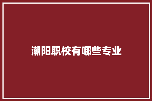 潮阳职校有哪些专业