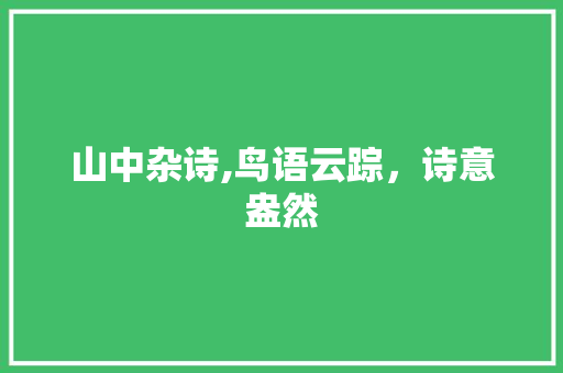 山中杂诗,鸟语云踪，诗意盎然