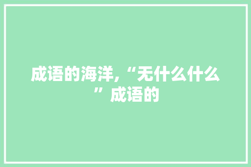 成语的海洋,“无什么什么”成语的