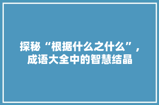 探秘“根据什么之什么”,成语大全中的智慧结晶