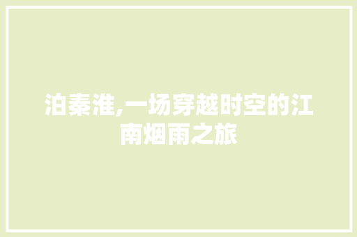 泊秦淮,一场穿越时空的江南烟雨之旅