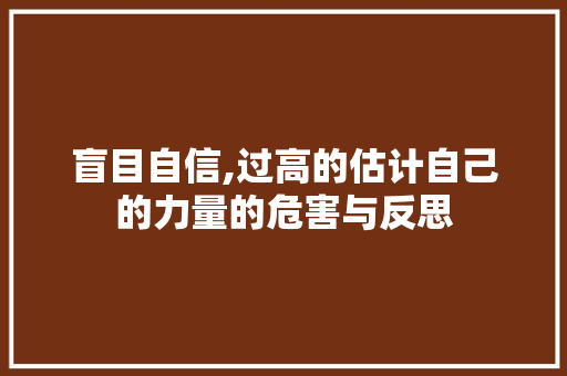 盲目自信,过高的估计自己的力量的危害与反思