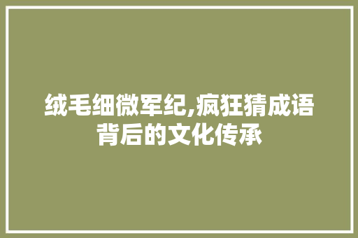 绒毛细微军纪,疯狂猜成语背后的文化传承