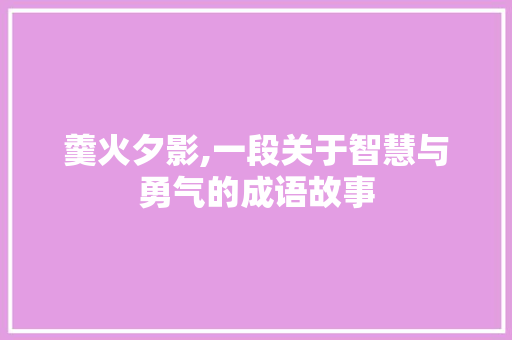 羹火夕影,一段关于智慧与勇气的成语故事