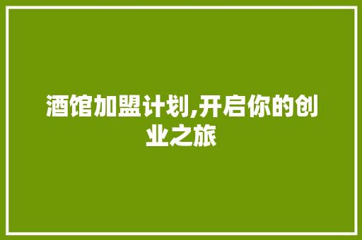酒馆加盟计划,开启你的创业之旅