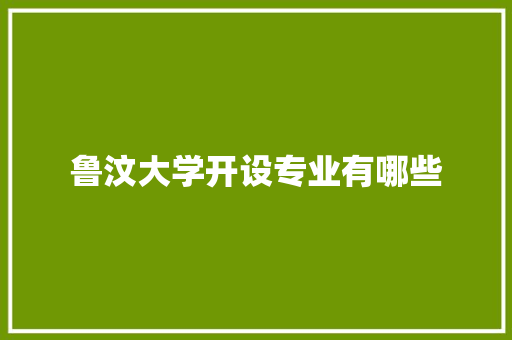 鲁汶大学开设专业有哪些