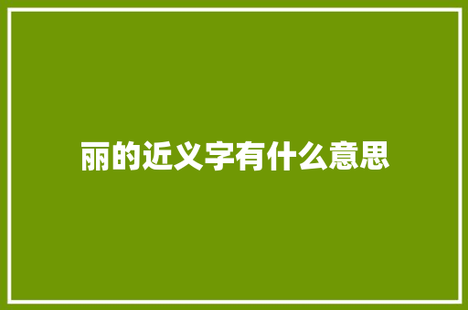 丽的近义字有什么意思