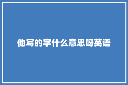 他写的字什么意思呀英语