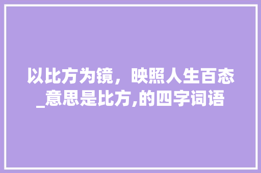 以比方为镜，映照人生百态_意思是比方,的四字词语